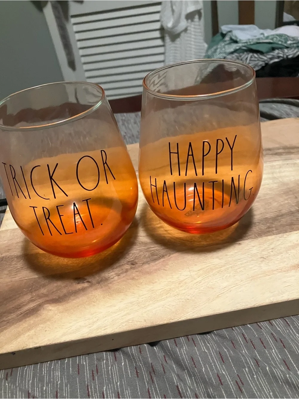 Rae Dunn Set of 2 Halloween-Themed Wine Glasses
